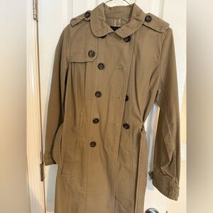 Mango Khaki Double-Breasted Trench Coat